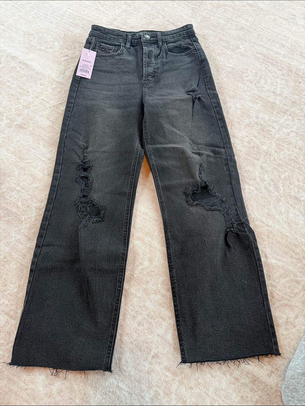 wild fable Black Distressed Wide-Leg Jeans